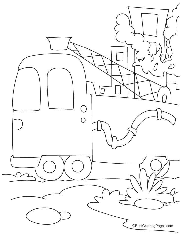 Engine at fire place coloring pages | Download Free Engine at fire 