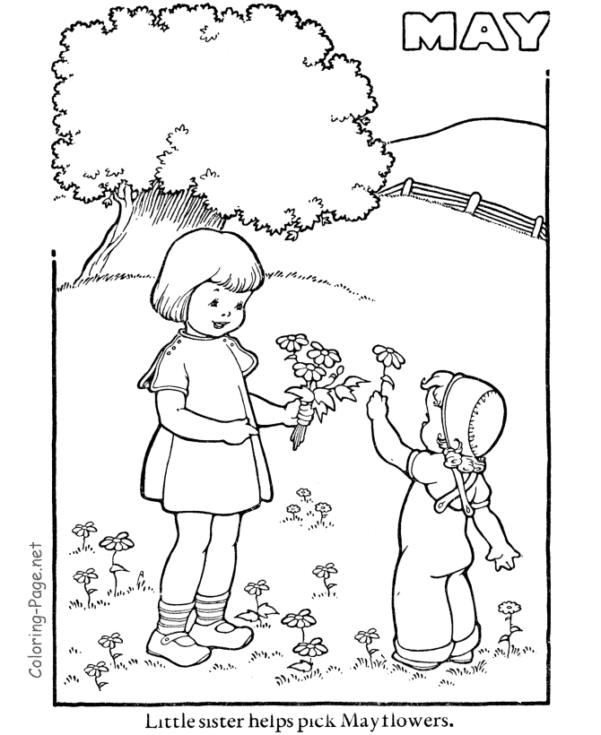 Spring Coloring Book Pages - May coloring