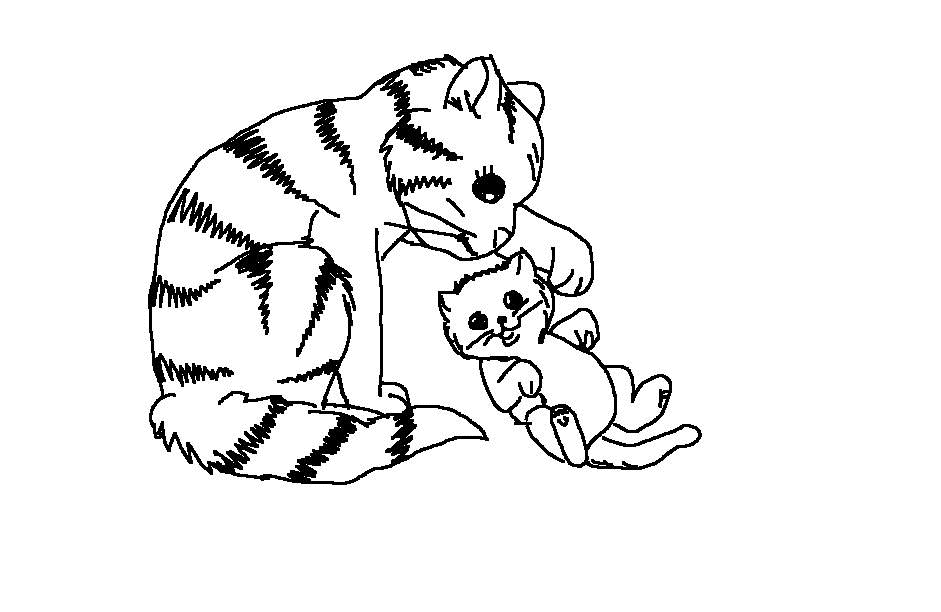Animal Coloring Cartoon Cat Face Outline Clip Art 