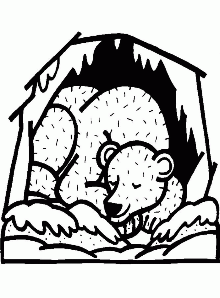 Hibernating Bear Coloring Pages For Kids