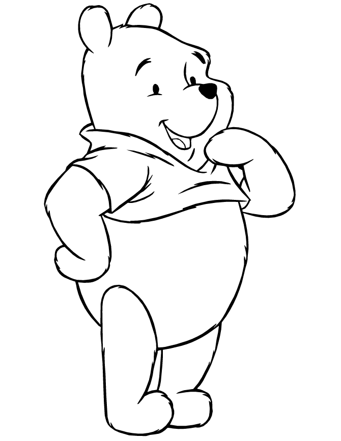 Cute Winnie The Pooh Standing And Smiling Coloring Page | Free 