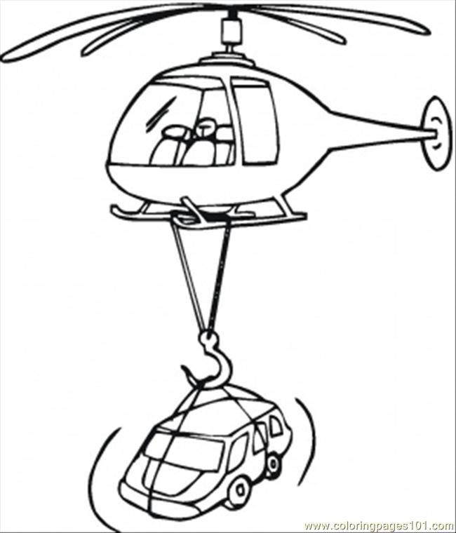 Coloring Pages Helicopter Lifts A Car (Transport > Air Transport 