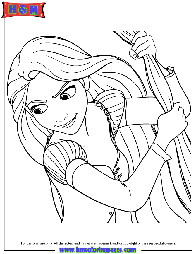 Rapunzel Looking At Pascal In Dress Coloring Page | Free Printable 