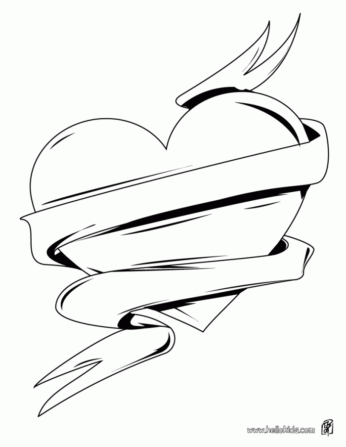 Hearts And Roses Coloring Pages