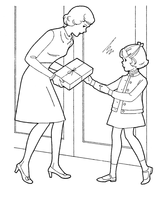 Mother's Day Coloring pages | BlueBonkers - A special present for 
