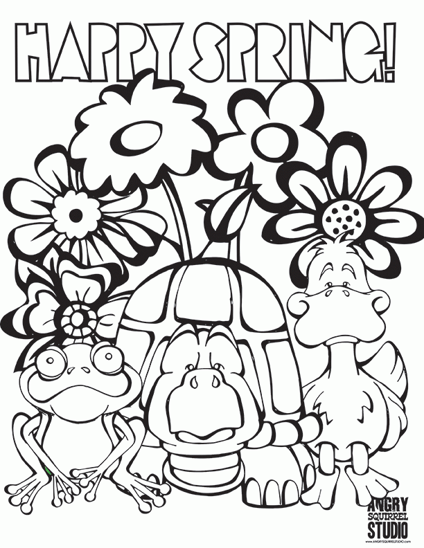 happy spring coloring pages  coloring home