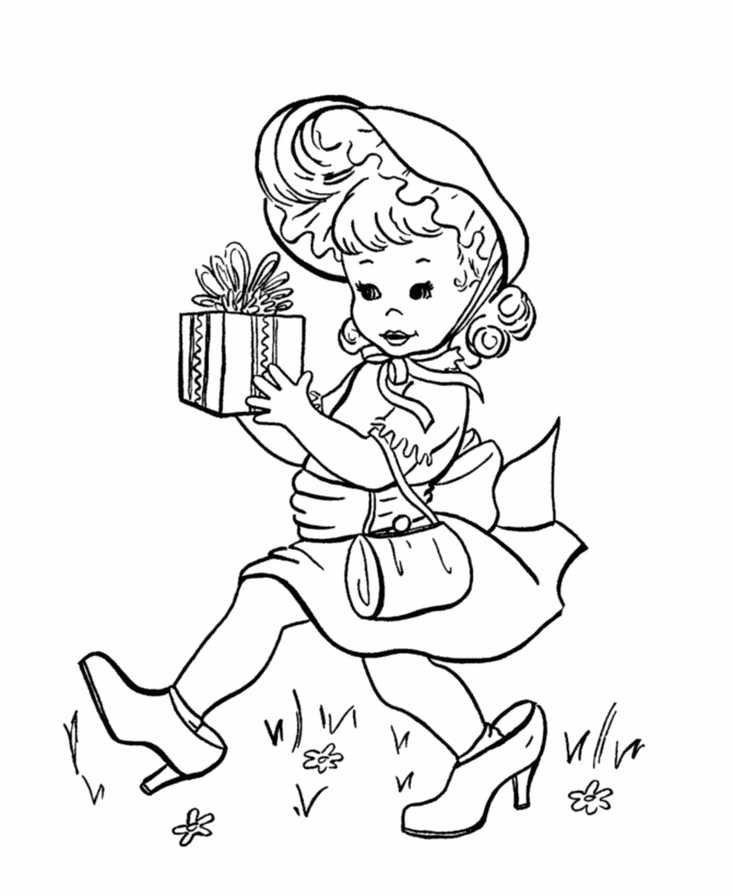 BlueBonkers - Kids Birthday present Coloring Page Sheets - Girl 