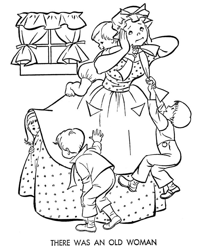 BlueBonkers: Old Woman who lived in a Shoe Nursery Rhymes Coloring 