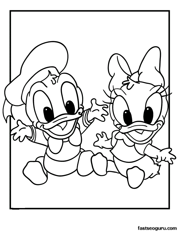 Cartoon Donald Duck And Daisy Duck Color By Number Coloring Pages 