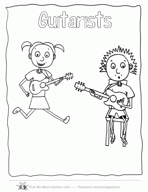 guitar coloring pages kid guitar players 2