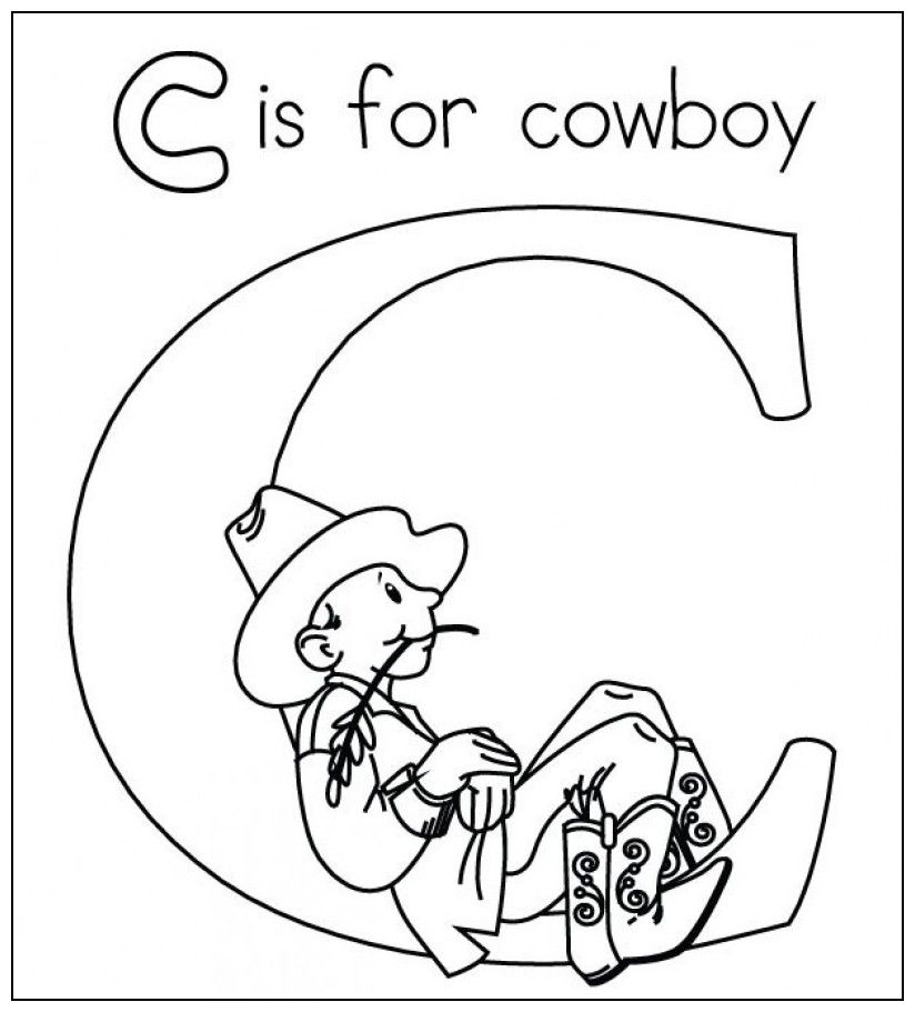 Letter C Is For Cowboy Coloring Page - Kids Colouring Pages