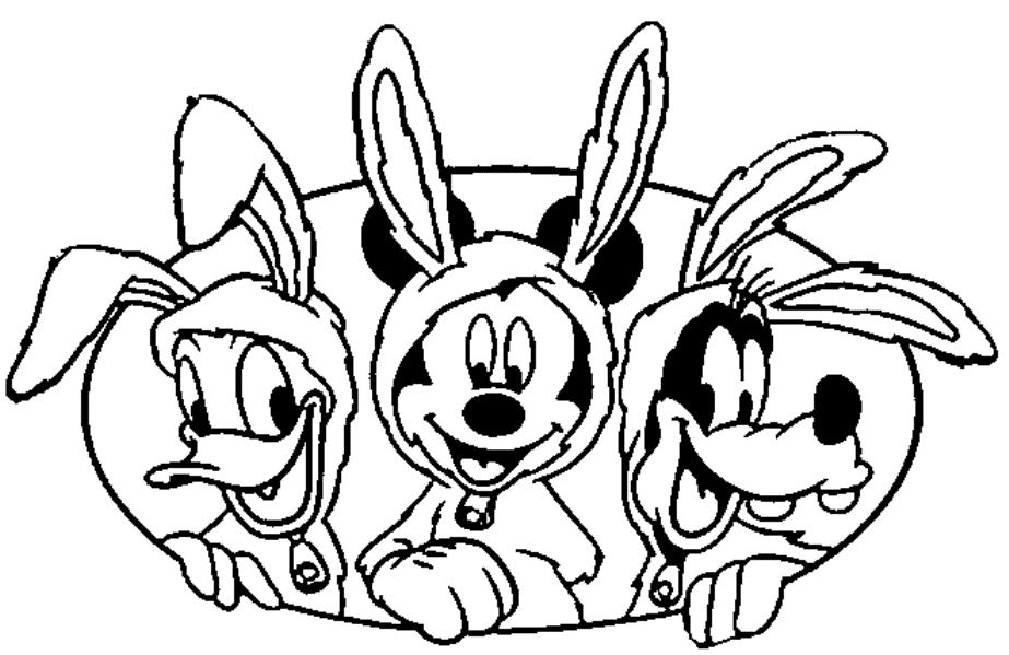 Print Goofy Mickey Donald Easter Disney Coloring Pages or Download 