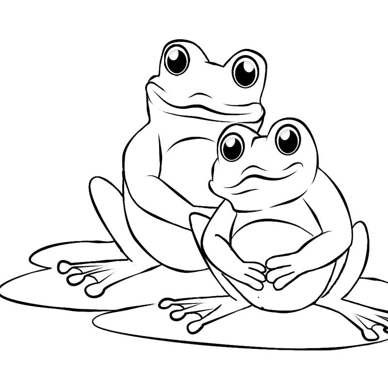 Twin Frog Coloring Page: twin-frog-coloring-pages – Color Kiddo