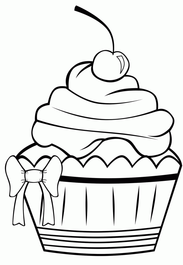 Download The Ornate Ribbon Cupcake Coloring Pages | Laptopezine.