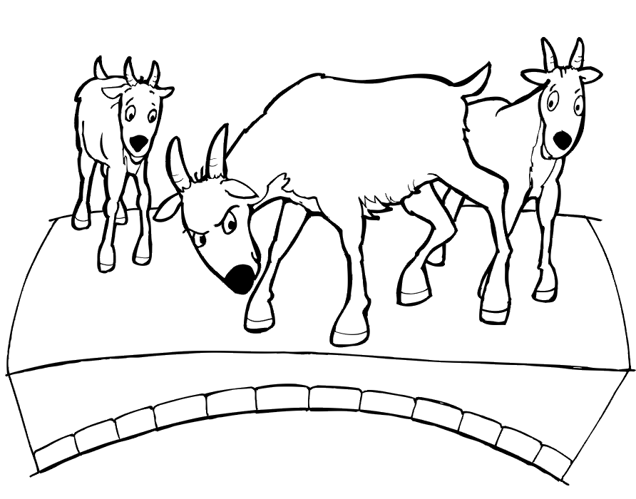 three billy goats gruff coloring page