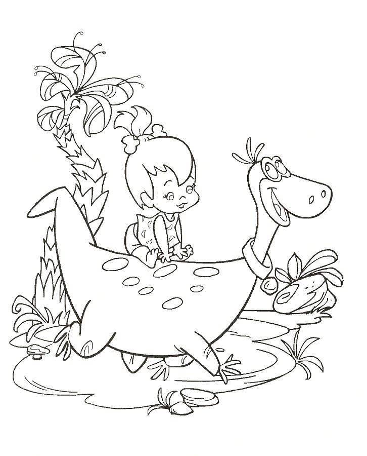 Pebble on Dinno Coloring Page | Kids Coloring Page