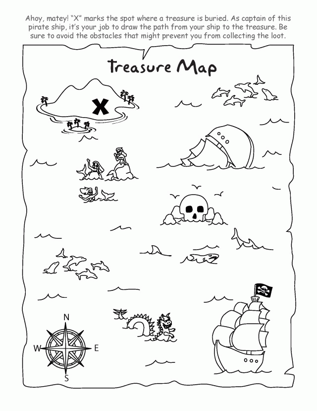 Pirate Map Coloring Pages Printable Coloring Home
