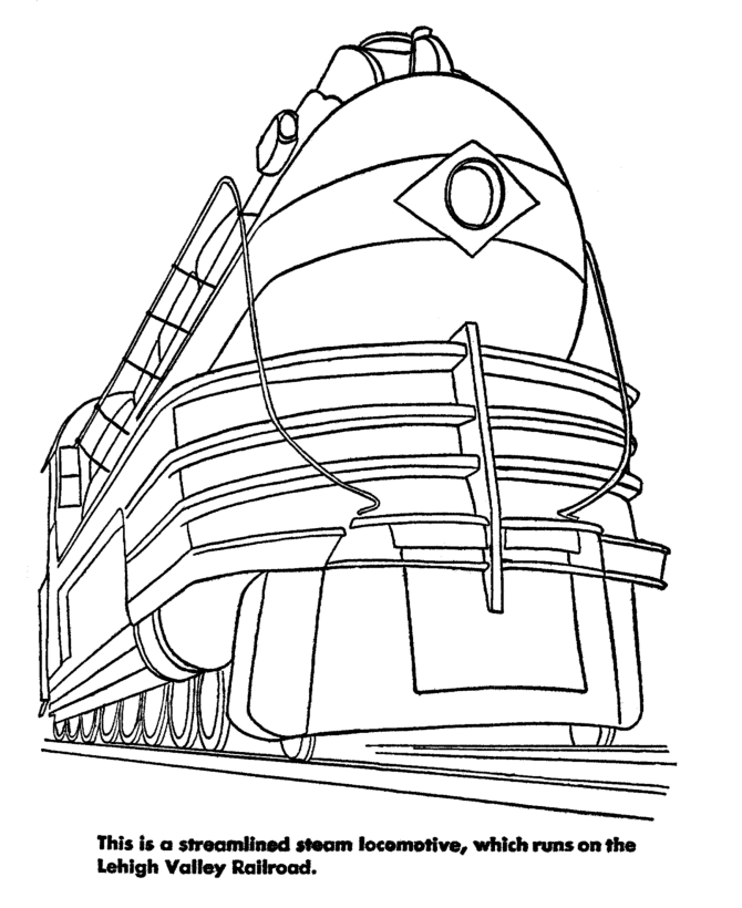 Rail train Coloring pages - Streamlined diesel engine Coloring 