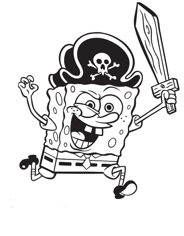 spongebob as a pirate Colouring Pages