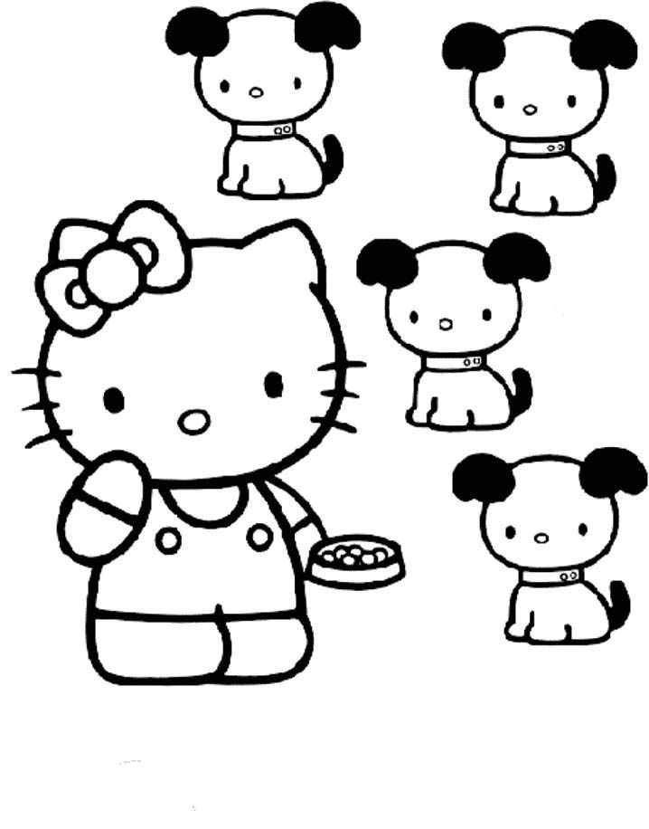 Hello Kitty Feed Dog Coloring Page | Therapy Dog Interventions | Pint…