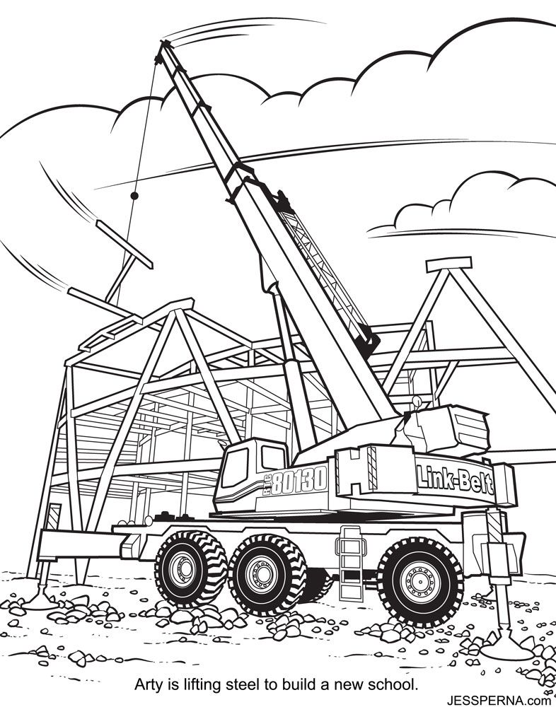 Construction Crane Coloring Page - Coloring Home
