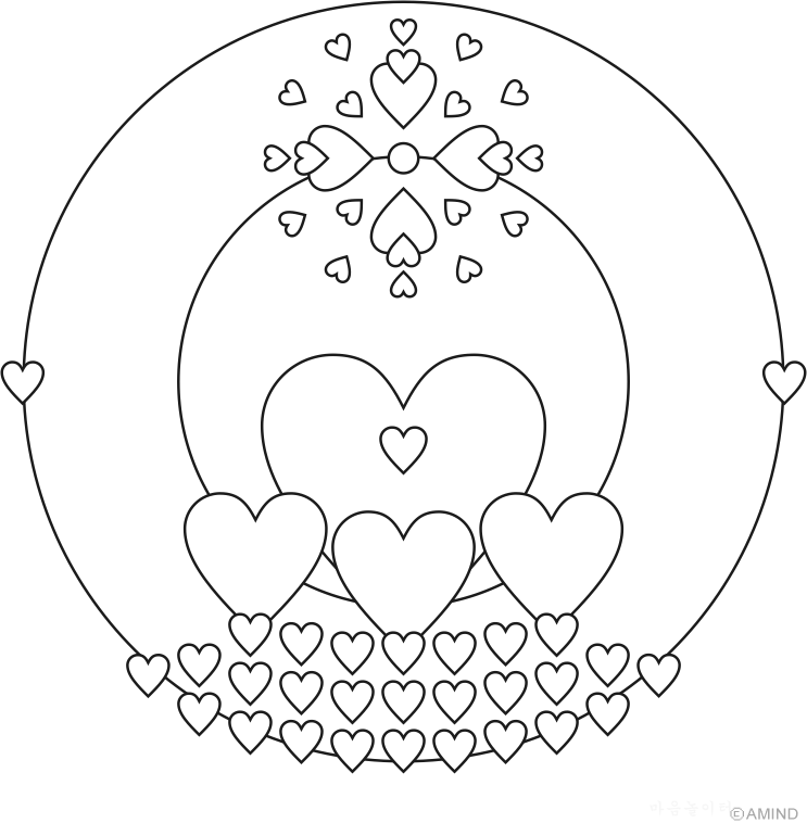 Free mandalas coloring > Heart Mandala Designs 1 페이지