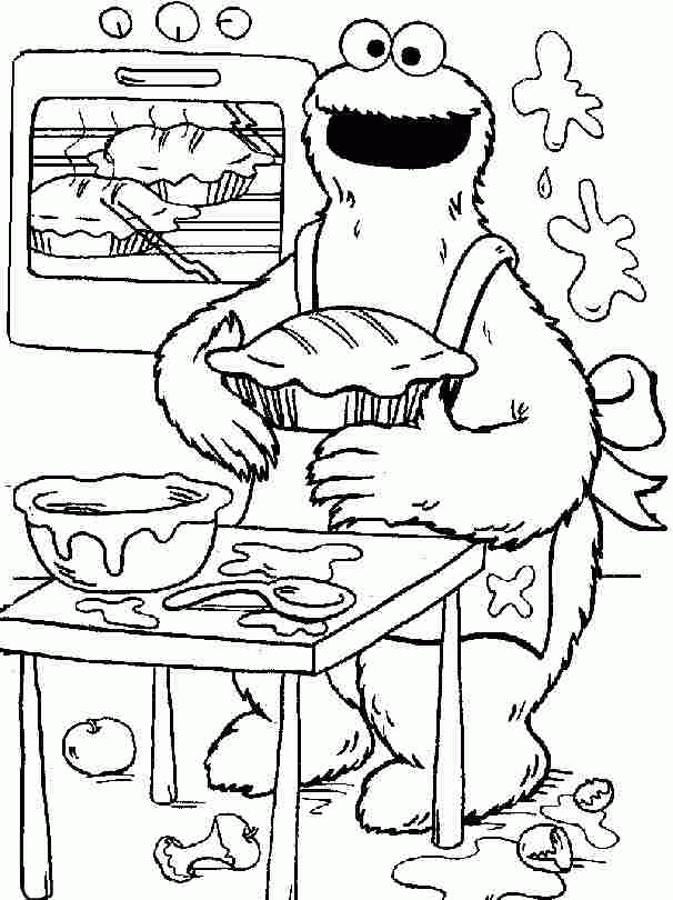 Cartoon Sesame Street Cookie Monster Colouring Pages Printable 