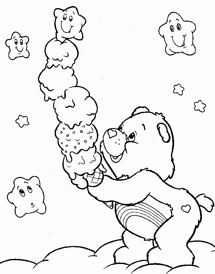 Download Care Bear With Ice Cream Coloring For Kids Or Print Care 