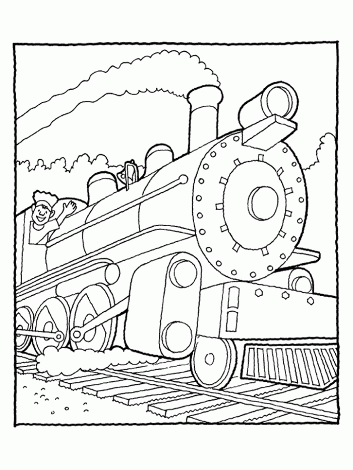 Steam Engine Coloring Page : Printable Coloring Book Sheet Online 
