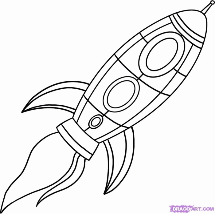 Rocket Ship Coloring Page For Kids