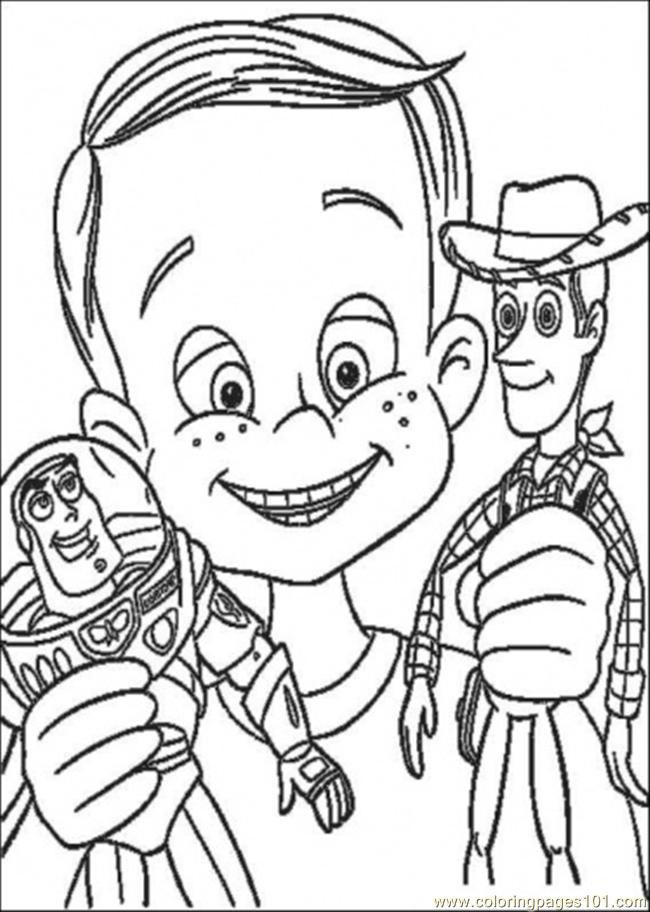 Coloring Pages Andy Have Buzz Lighyear And Woody Sheriff (Cartoons 