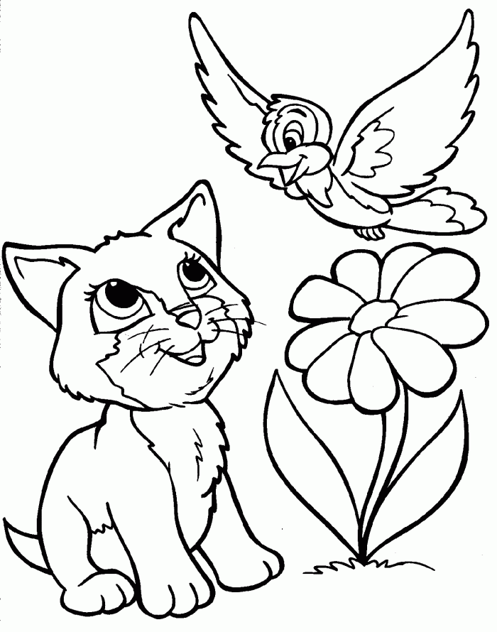 Jasmine Kiss a Bird Coloring Page | Kids Coloring Page