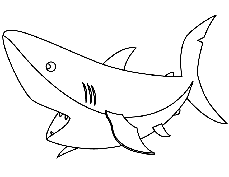 Cartoon Shark For Kids Coloring Page | HM Coloring Pages