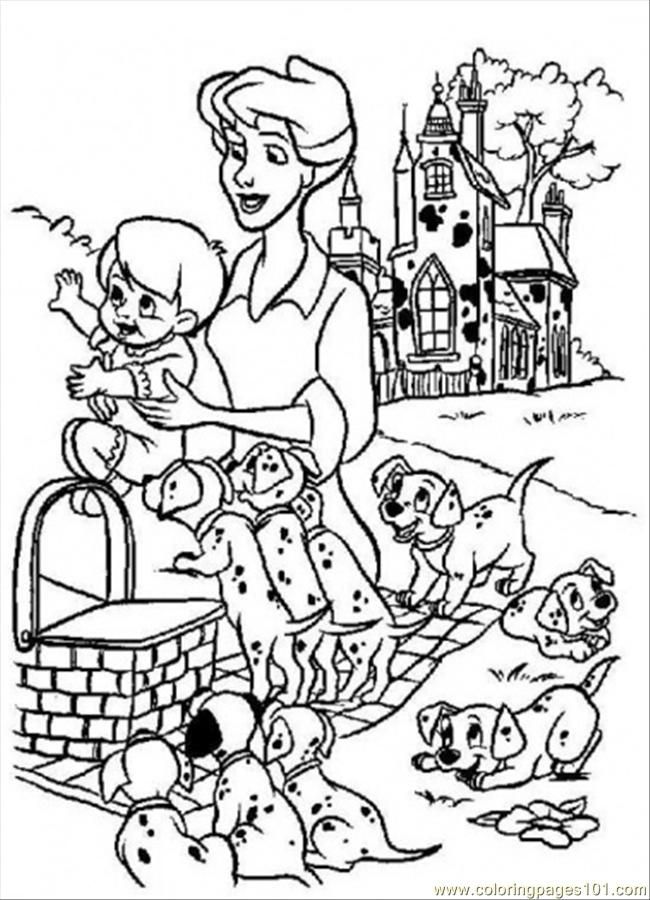 Coloring Pages Dalmatian Picnic (Cartoons > 101 Dalmations) - free 
