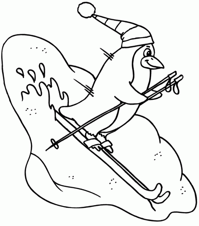 Penguin Coloring Pages : Penguin Who Was Playing Her Own Coloring 