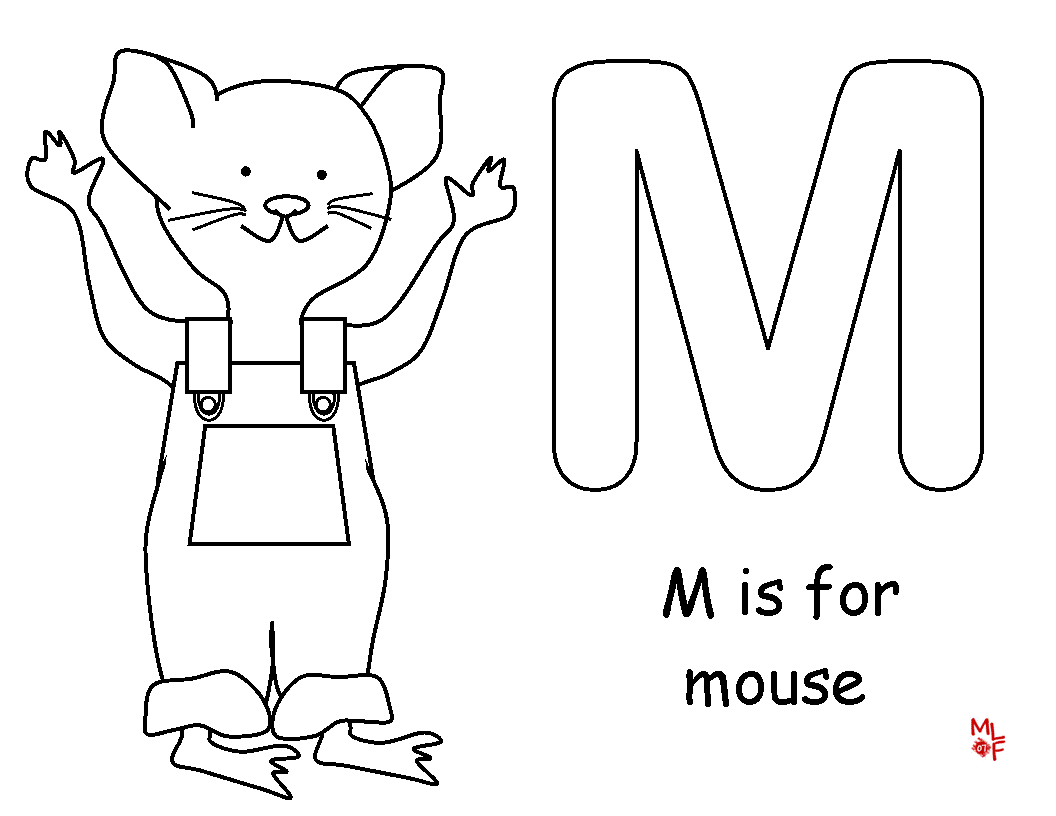 M is for mouse, if you take a mouse to school, coloring page