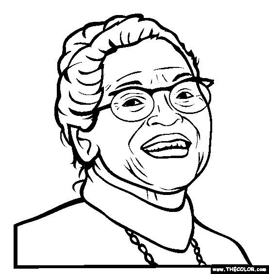 Rosa Parks smiling with glasses coloring page