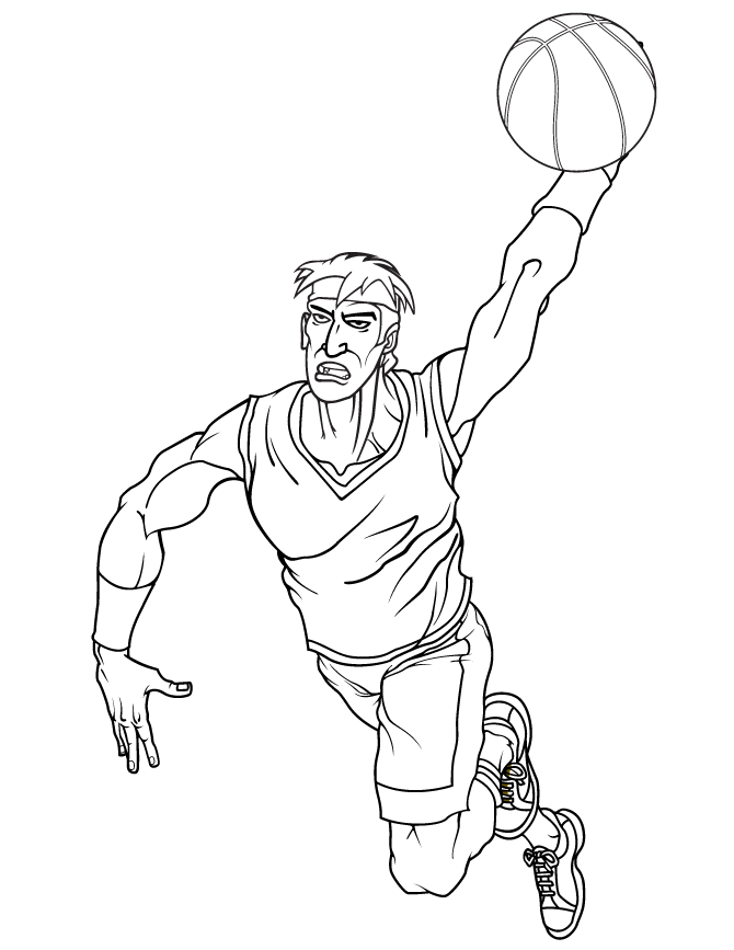 Cool Basketball Player Slam Dunk Coloring Page