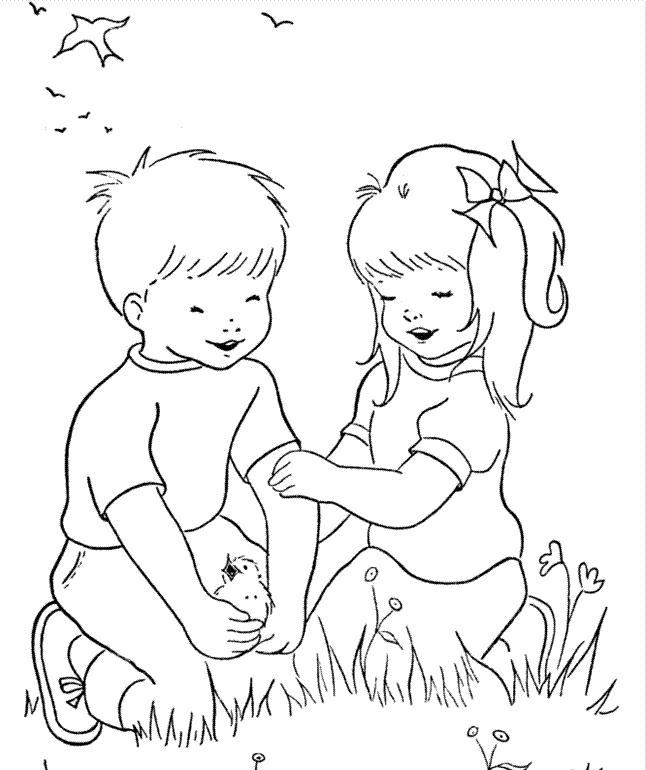 Kids April Spring Coloring Print - Spring Day Coloring Pages 