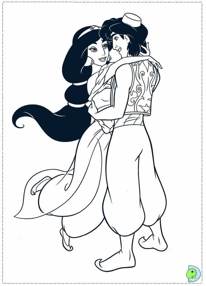 Aladdin And Jasmine Coloring Page - Coloring Home