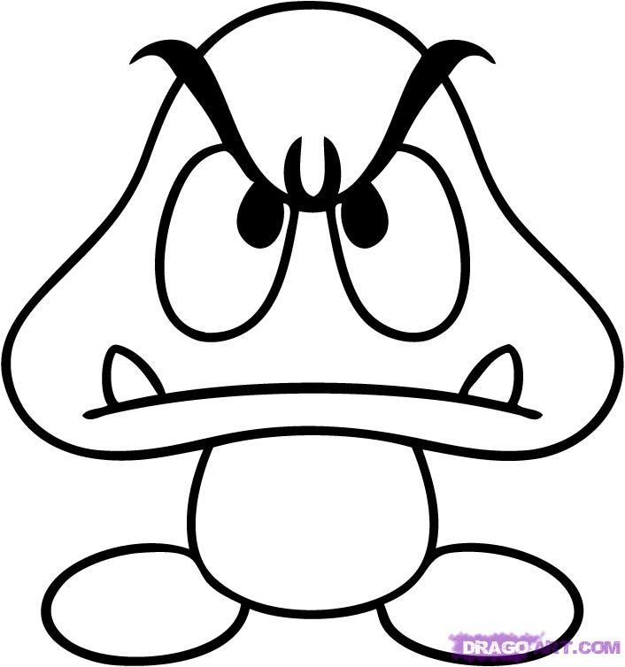 Draw a Goomba, Step by Step, Drawing Sheets, Added by Dawn, June 