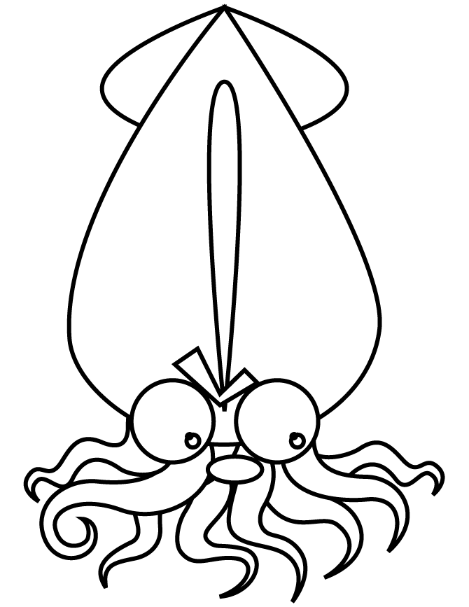 Cartoon Squid Coloring Page | Free Printable Coloring Pages
