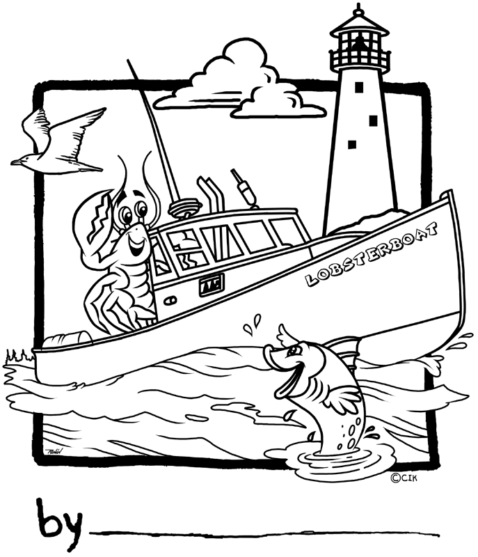 lobster boat Colouring Pages