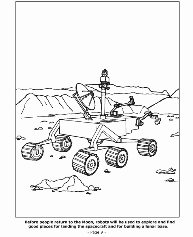 Space coloring pages - Robots exploring the Moon