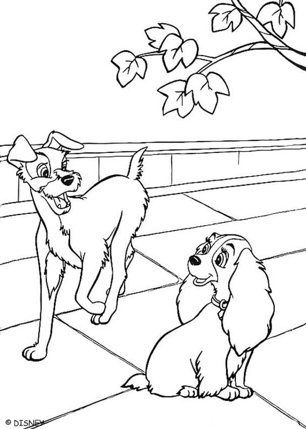 Lady and the Tramp coloring book pages - Tramp and Lady