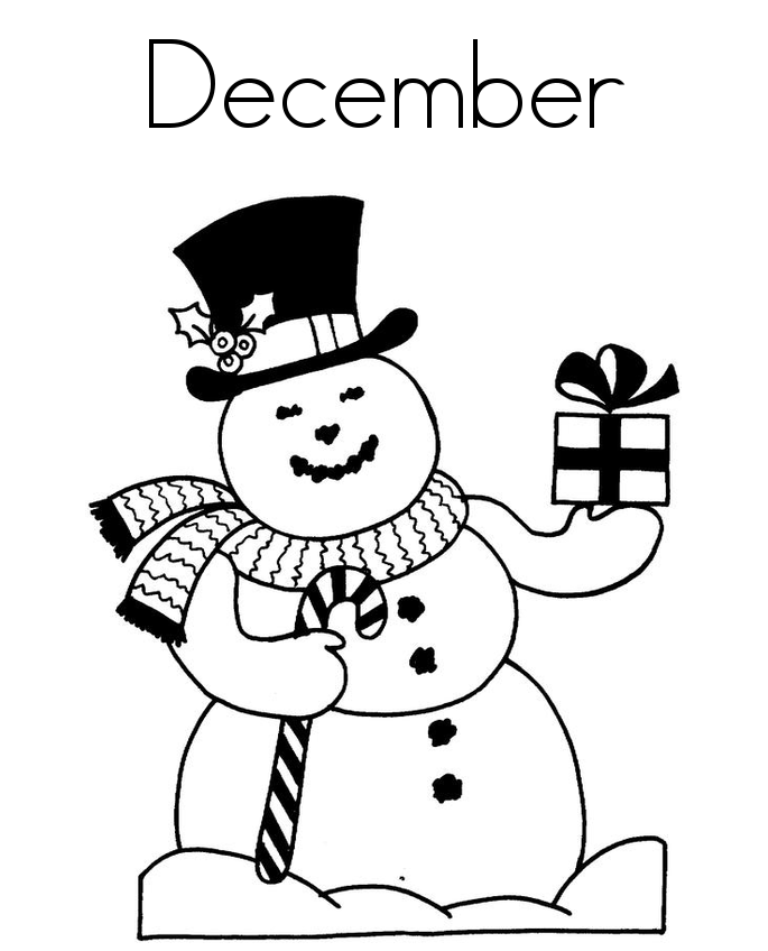 Download December Winter Themed Coloring Page Or Print December
