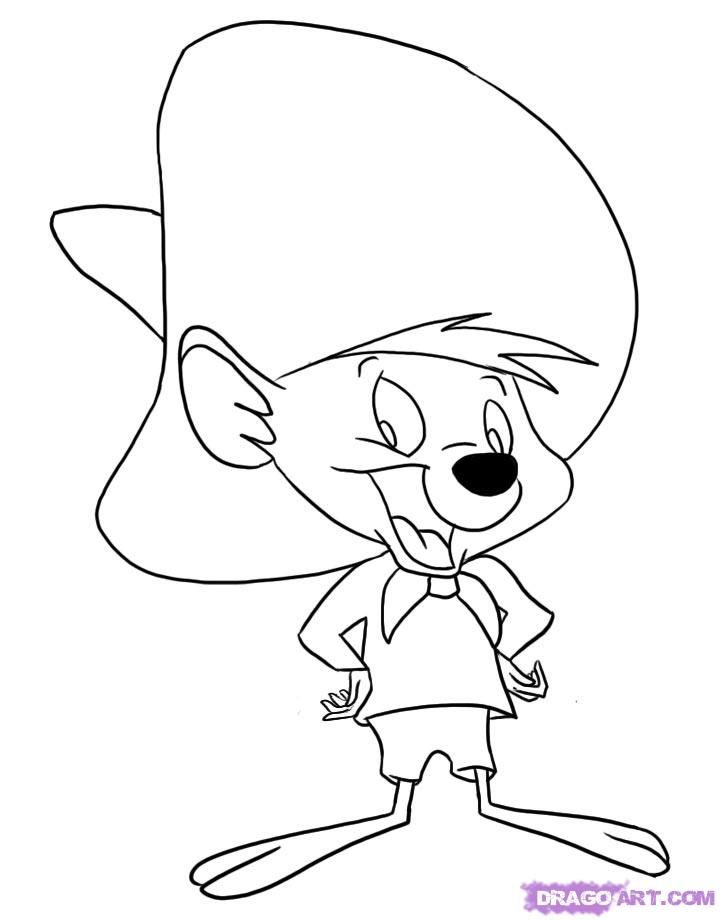 How To Draw Speedy Gonzales, Step By Step, Cartoons, Cartoons - Coloring Ho...