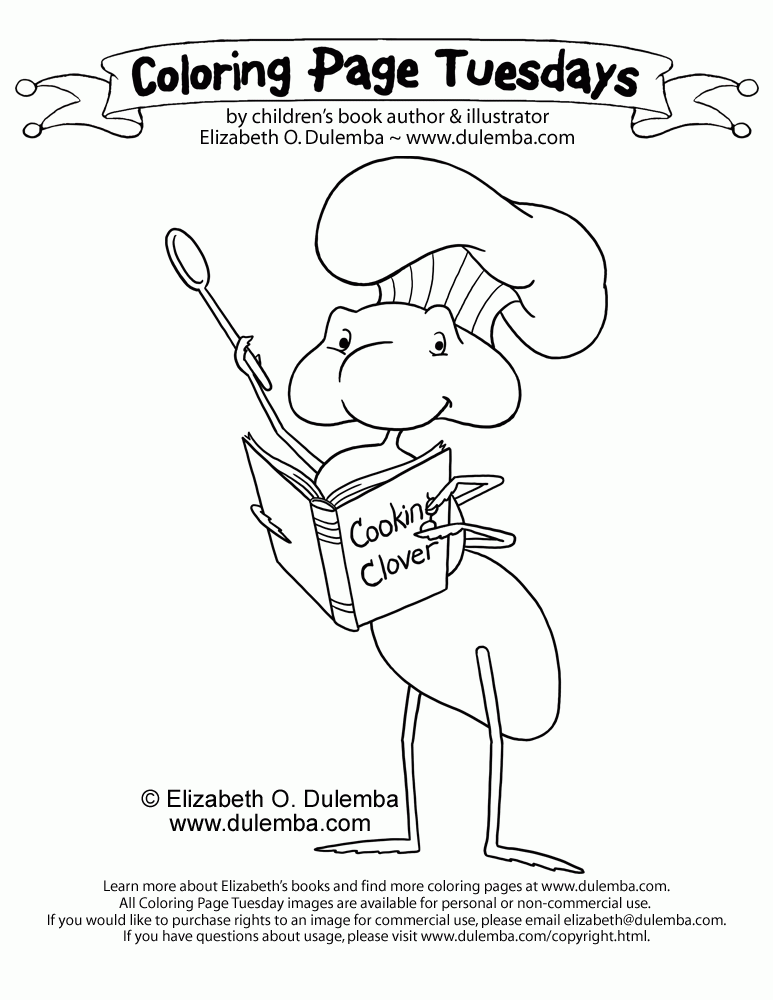 dulemba: Coloring Page Tuesday - Ant Chef!