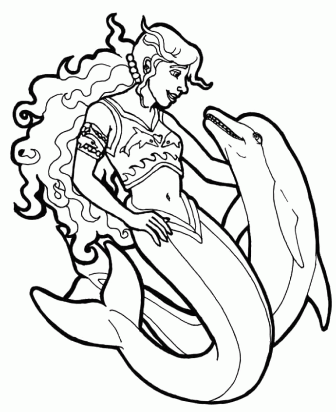 Girl-and-Dolphins-Coloring- 