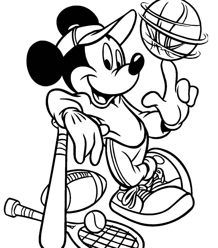 Training coloring pages | training Mickey Mouse All sports Free 